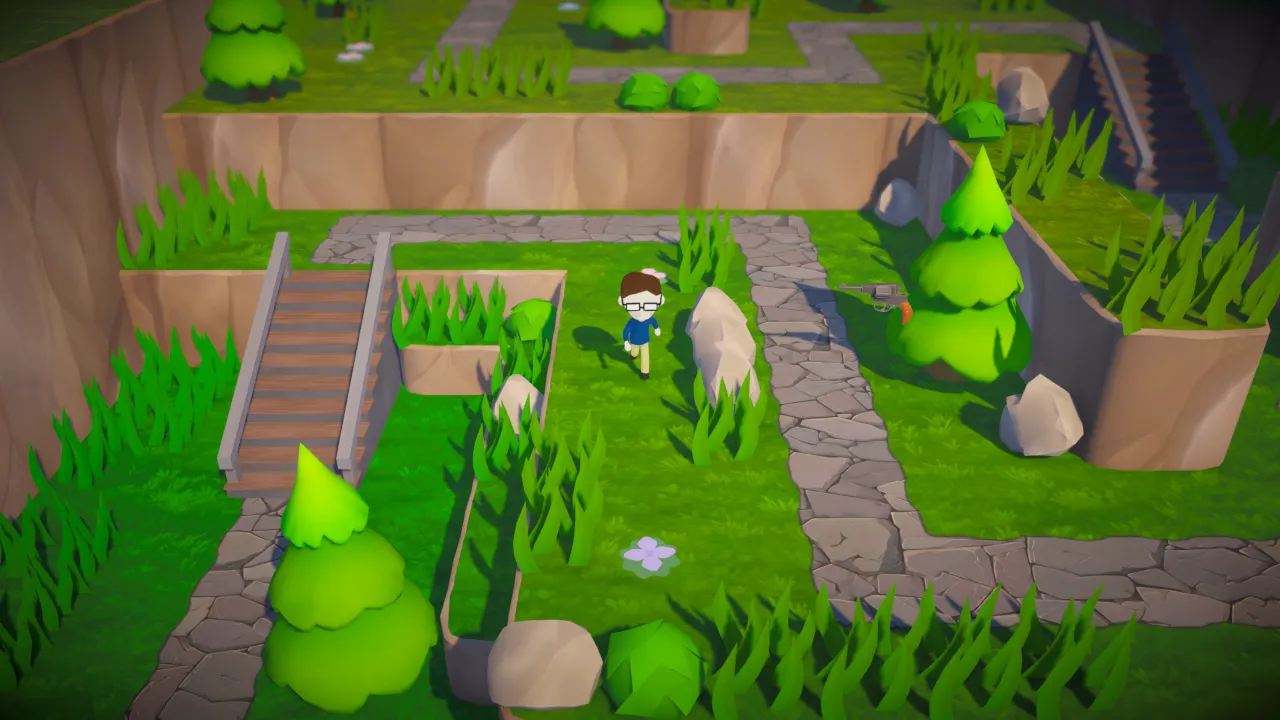 Trees Hate You gameplay screenshot showing the forest trail and trap-heavy level design